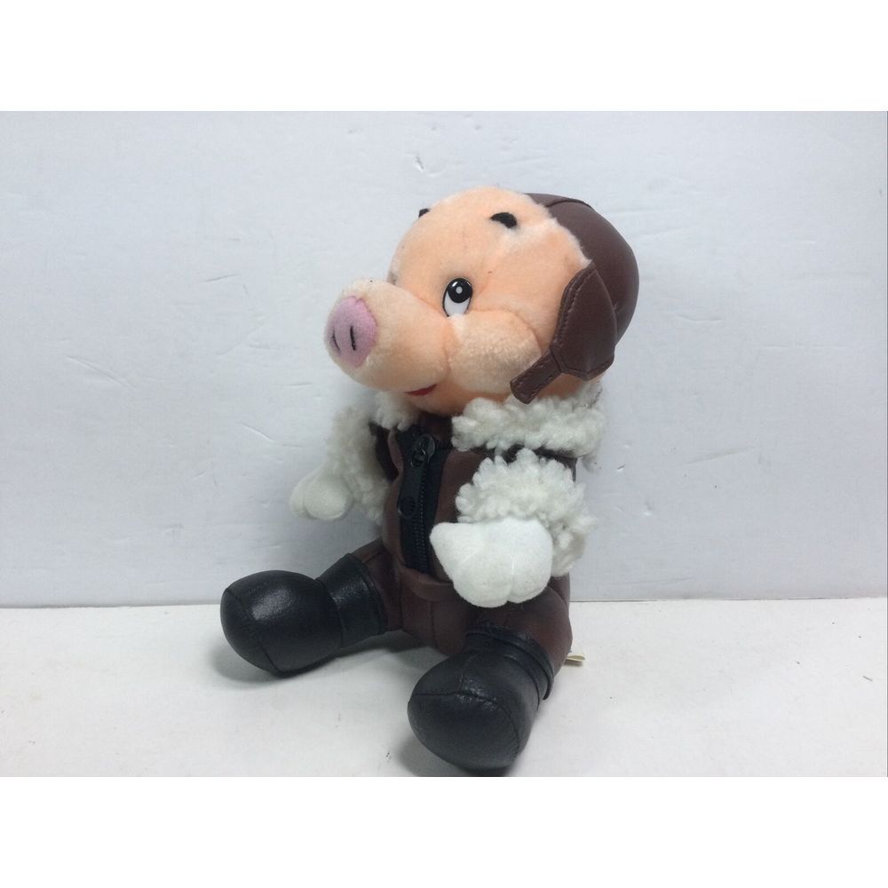 Vtg Good Stuff Plush Pig Pilot Aviator Piggy Bomber‎ Outfit Stuffed Animal 7in